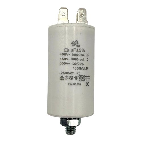 Fixem Fixem condensator 3 µF 450V 4-polig - Motorcondensator / opstartcondensator met montageschroef Fixem Fixem condensator 3 µF 450V 4-polig - Motorcondensator / opstartcondensator met montageschroef