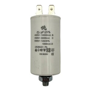 Fixem Fixem condensator 5 µF 450V 4-polig - Motorcondensator / opstartcondensator met montageschroef Fixem Fixem condensator 5 µF 450V 4-polig - Motorcondensator / opstartcondensator met montageschroef
