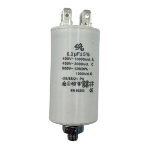 Fixem Fixem condensator 6,3 µF 450V 4-polig - Motorcondensator / opstartcondensator met montageschroef Fixem Fixem condensator 6,3 µF 450V 4-polig - Motorcondensator / opstartcondensator met montageschroef
