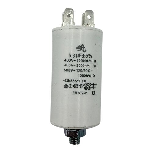 Fixem Fixem condensator 6,3 µF 450V 4-polig - Motorcondensator / opstartcondensator met montageschroef Fixem Fixem condensator 6,3 µF 450V 4-polig - Motorcondensator / opstartcondensator met montageschroef