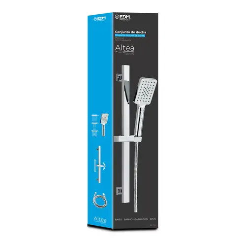EDM EDM Altea Douchestang 70 cm met Handdouche 3 Standen en Doucheslang 1,5 m – Chroom EDM EDM Altea Douchestang 70 cm met Handdouche 3 Standen en Doucheslang 1,5 m – Chroom