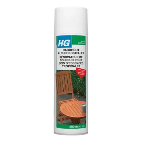HG HG Hardhout Kleurhersteller Spuitbus 500 ml - Voor Tuinmeubelen HG HG Hardhout Kleurhersteller Spuitbus 500 ml - Voor Tuinmeubelen