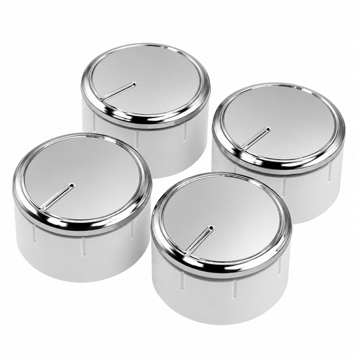 SKL SKL universele fornuis knoppen set 4 stuks, lange as 6 mm, wit en chroom, Ø34 mm  Kopiëren