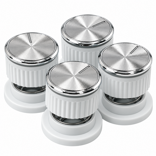 SKL SKL fornuis knoppen set 4 stuks wit met chroomrand en veer, universele gasknoppen Ø34 mm SKL SKL fornuis knoppen set 4 stuks wit met chroomrand en veer, universele gasknoppen Ø34 mm
