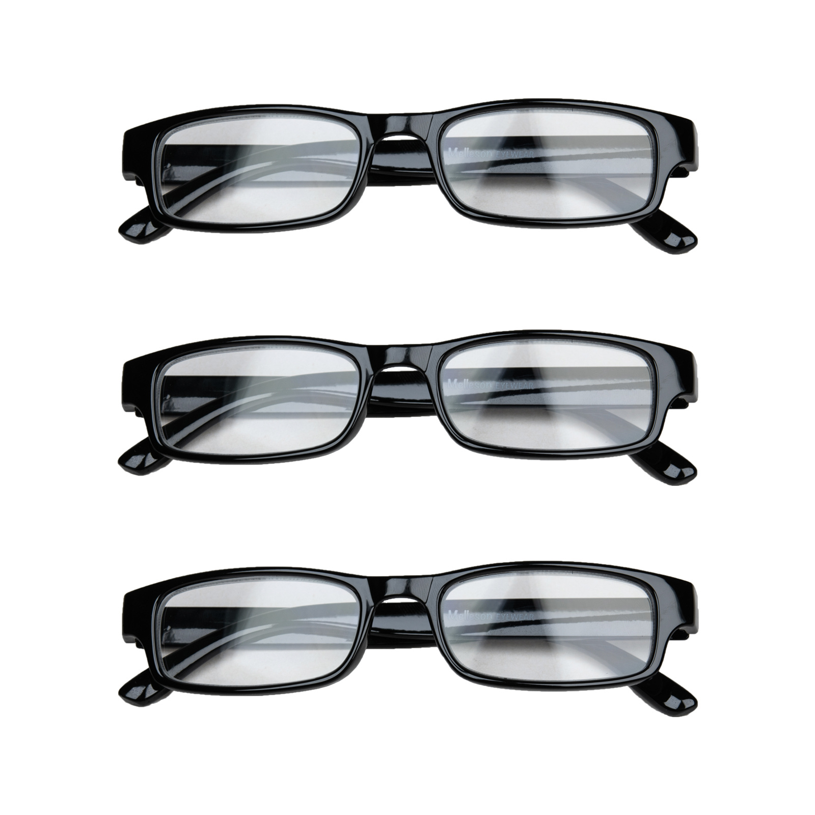 MELLESON Eyewear Melleson Eyewear overkijk leesbril zwart +2.00 x 3 stuks