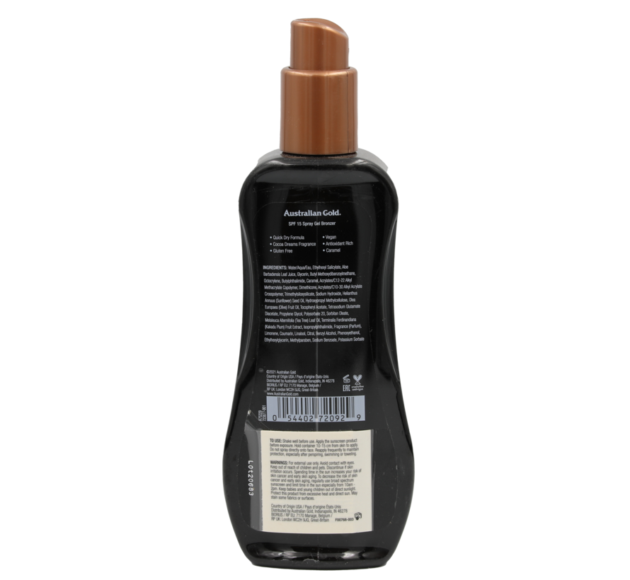 SPF 15 spray gel met bronzer  - Zonnebrandcrème