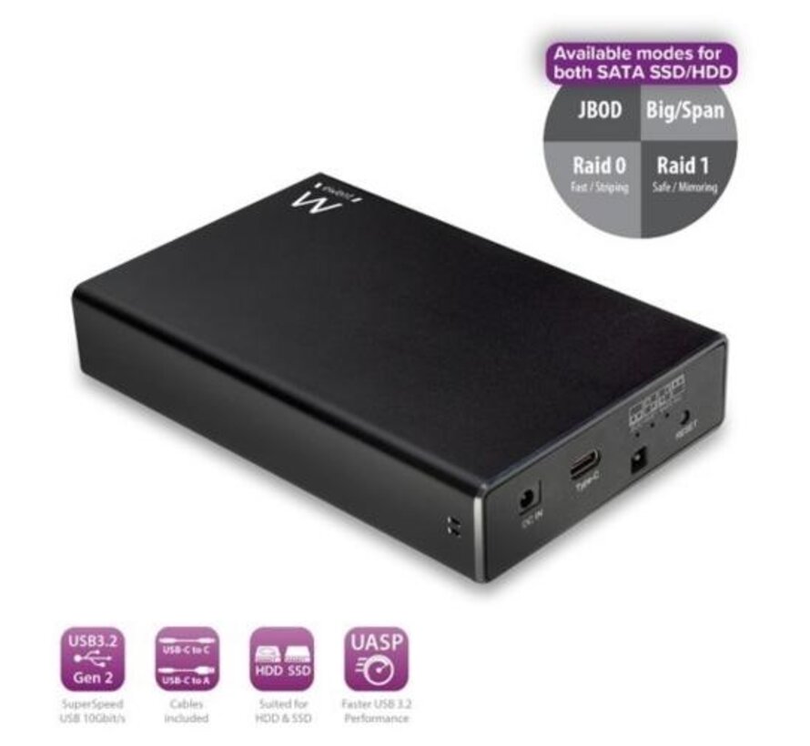 USB 3.2 USB-C 2.5" SATA HDD/SSD Enclosure Raid