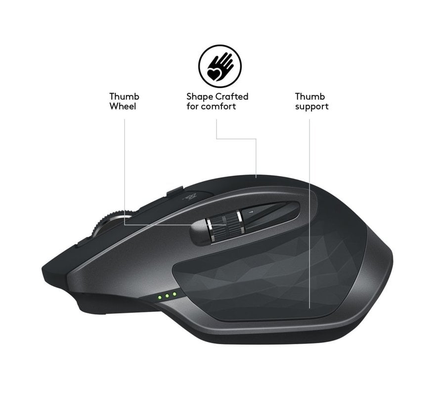 MX Master 2S | Draadloze Muis | Rechtshandig | RF + Bluetooth | 4000 DPI | Grafiet