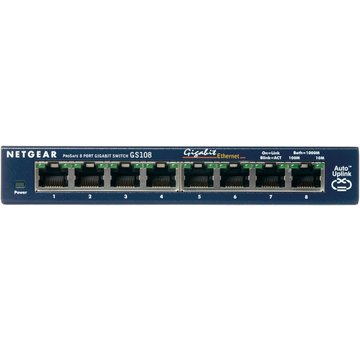 Netgear GS108GE | 8-poorts Gigabit Unmanaged Switch | Plug-and-play | Metalen behuizing