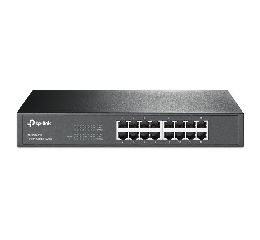 TP-LINK TL-SG1016D | Unmanaged Gigabit Ethernet Switch | 16 Poorten | Zwart