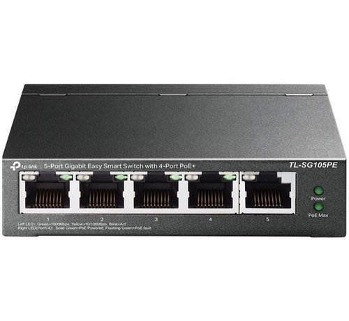 TP-Link TL-SG105PE | 5-Poorts Gigabit Easy Smart Switch | 4x PoE+ | Managed
