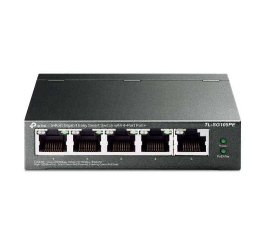TL-SG105PE | 5-Poorts Gigabit Easy Smart Switch | 4x PoE+ | Managed