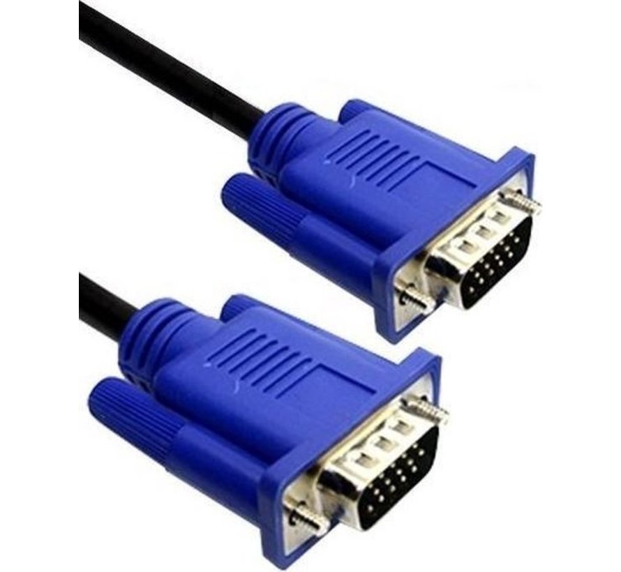VGA Monitor Kabel Male naar Male - Zwart/Blauw - 1.5 Meter