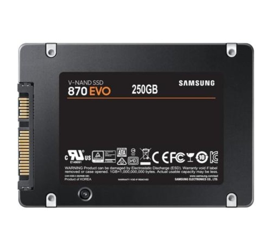 870 EVO | 250GB SATA SSD | 2.5'' | 560MB/s Lezen | 530MB/s Schrijven