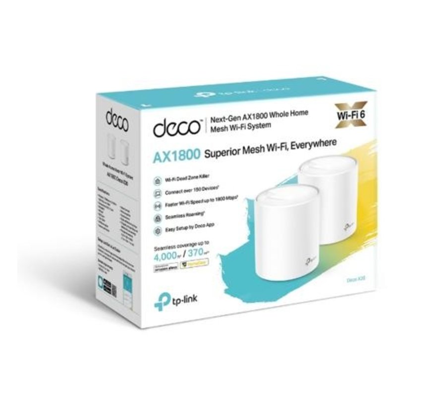 Deco X20 (2-pack) | Dual-band WiFi 6 Mesh Router | Gigabit Ethernet | AX1800