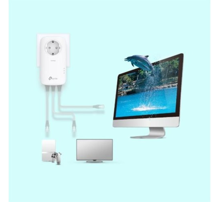 TL-PA8033P KIT | Powerline Adapter Set | 1300 Mbps | 3x Gigabit Ethernet | Met Stopcontact | Wit