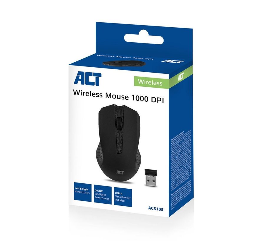 AC5105 | Ambidextrous Draadloze Muis | RF-Draadloos | 1600 DPI | Zwart