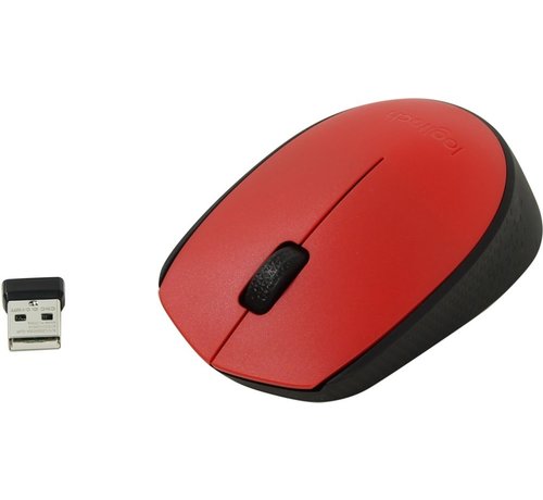 Logitech M171 | Ambidextrous Draadloze Muis | RF-Draadloos | 1000 DPI | Rood/Zwart