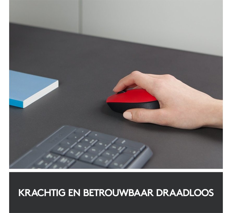 M171 | Ambidextrous Draadloze Muis | RF-Draadloos | 1000 DPI | Rood/Zwart