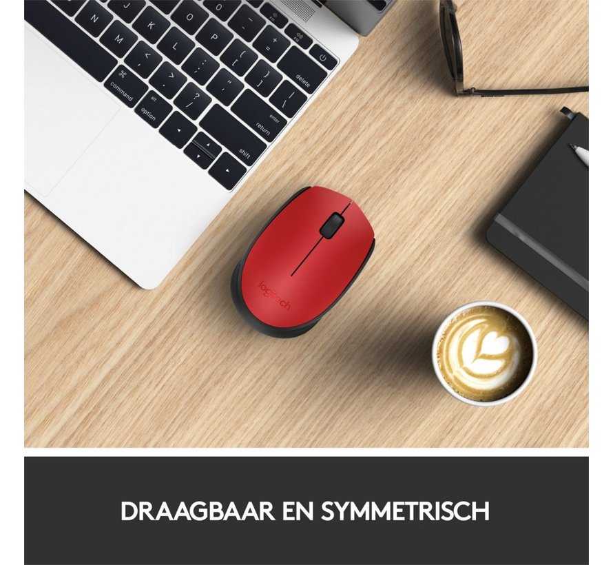 M171 | Ambidextrous Draadloze Muis | RF-Draadloos | 1000 DPI | Rood/Zwart