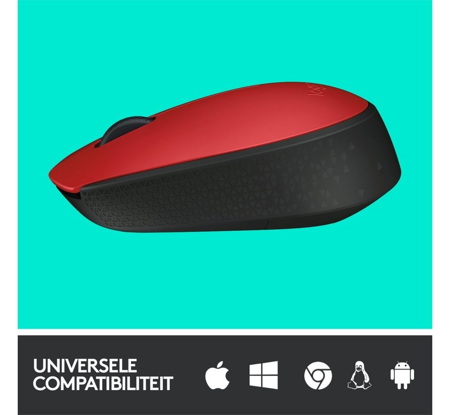 M171 | Ambidextrous Draadloze Muis | RF-Draadloos | 1000 DPI | Rood/Zwart