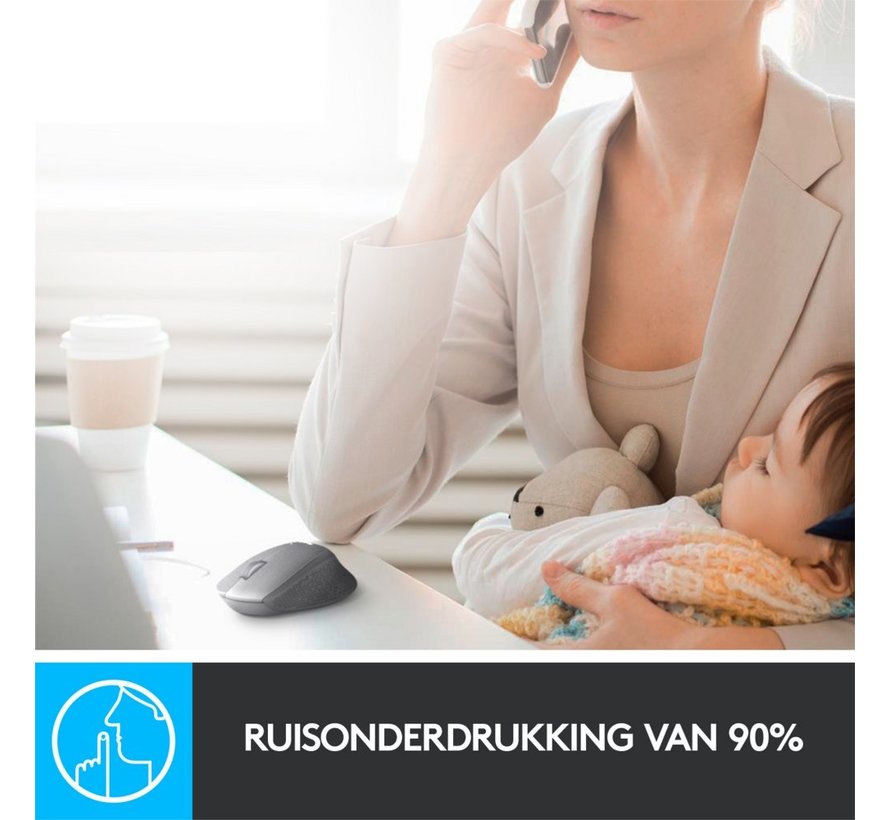 M330 Silent Plus | Draadloze Muis | Rechtshandig | RF | 1000 DPI | Zwart