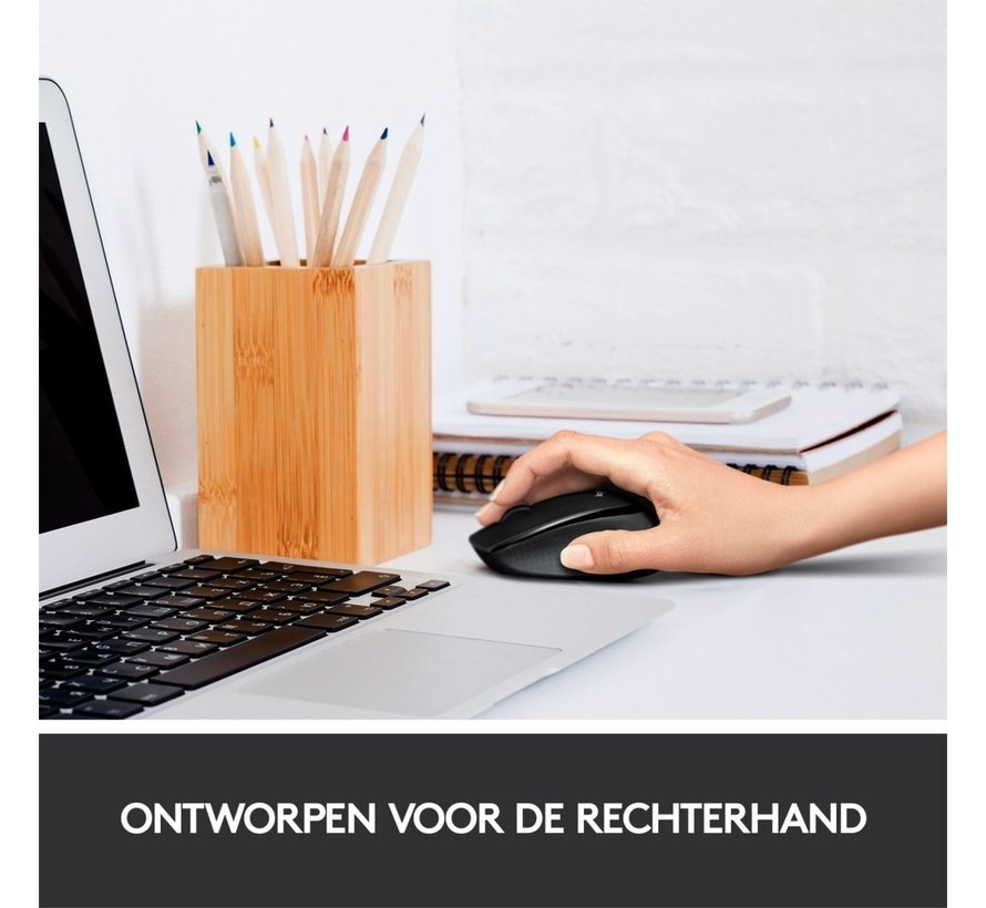M330 Silent Plus | Draadloze Muis | Rechtshandig | RF | 1000 DPI | Zwart