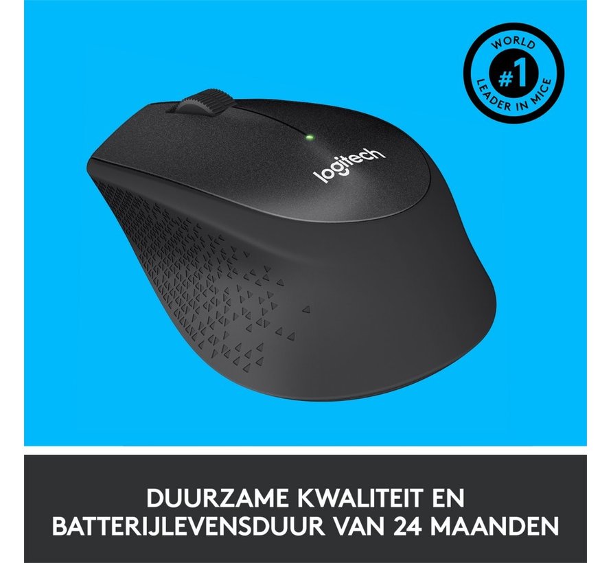 M330 Silent Plus | Draadloze Muis | Rechtshandig | RF | 1000 DPI | Zwart