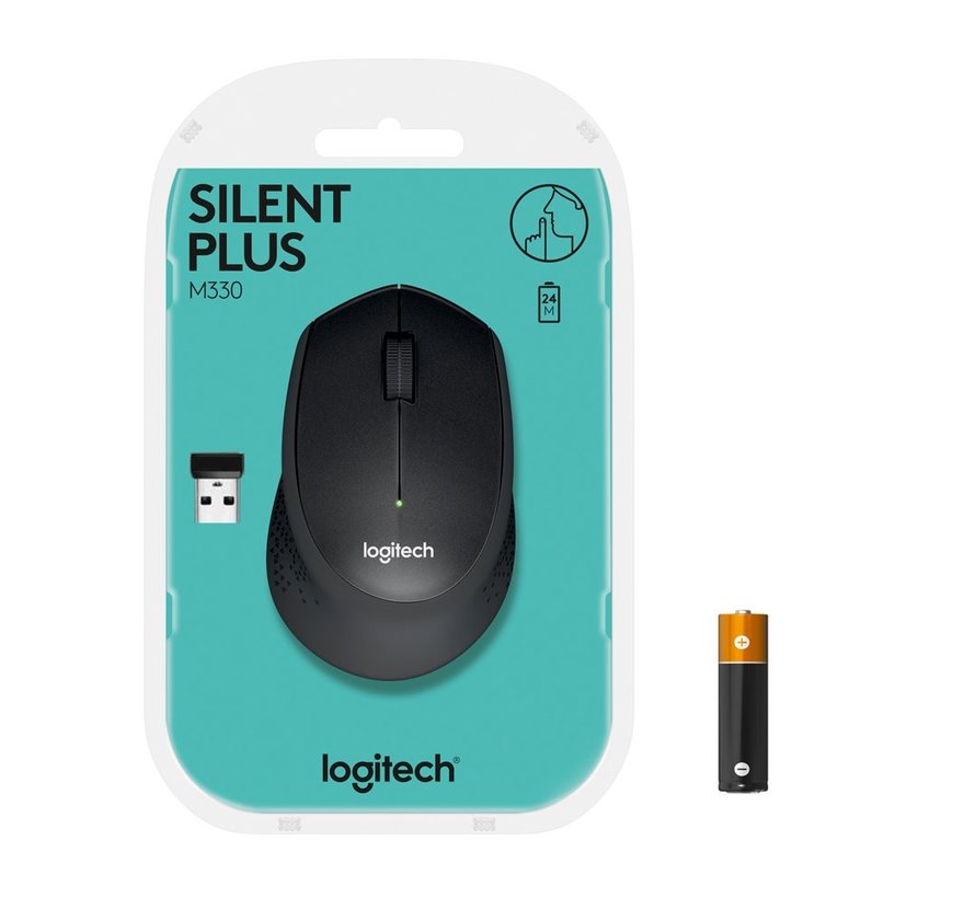 M330 Silent Plus | Draadloze Muis | Rechtshandig | RF | 1000 DPI | Zwart