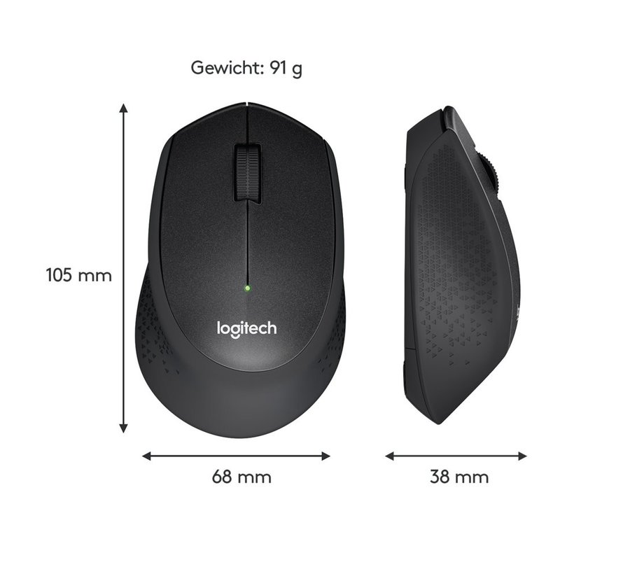 M330 Silent Plus | Draadloze Muis | Rechtshandig | RF | 1000 DPI | Zwart