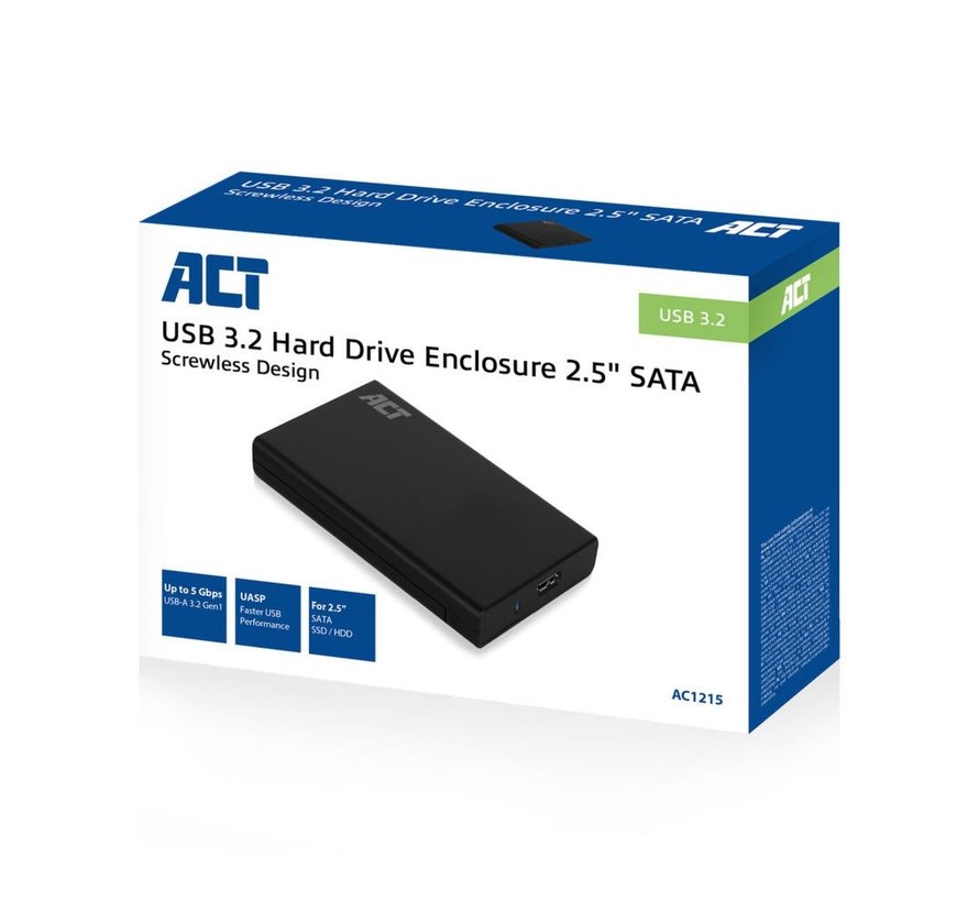 AC1215 behuizing voor opslagstations HDD-/SSD-behuizing Zwart 2.5"