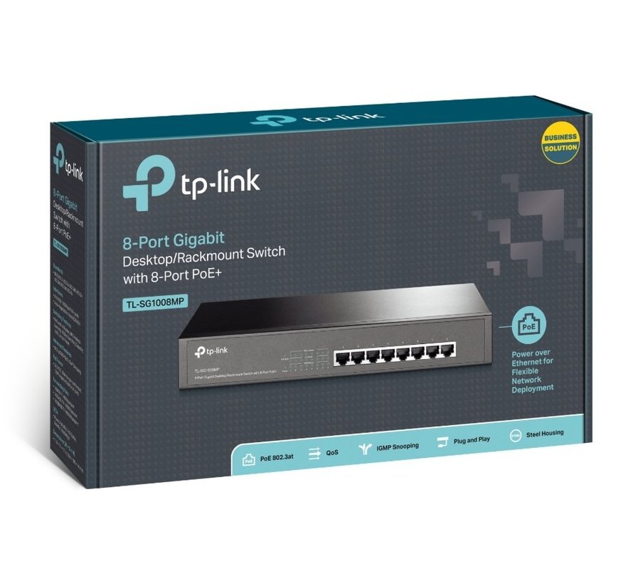 TP-LINK TL-SG1008MP Unmanaged Gigabit Ethernet (10/100/1000) Power over Ethernet (PoE) Zwart