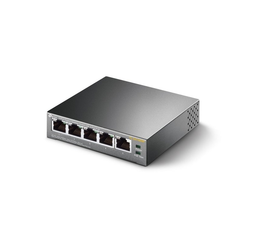 TP-LINK TL-SG1005P Unmanaged Gigabit Ethernet (10/100/1000) Power over Ethernet (PoE) Zwart