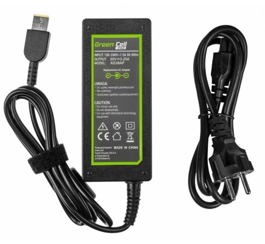Green Cell AD38AP | Laptoplader | 65W | 3.25A | 20V