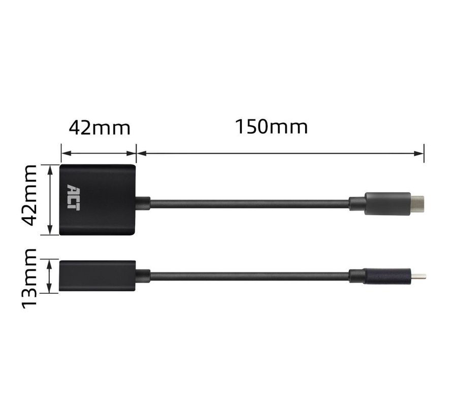 AC7300 video kabel adapter 0,15 m USB Type-C VGA (D-Sub) Zwart