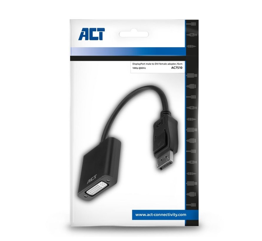 AC7510 video kabel adapter 0,15 m DisplayPort DVI-D Zwart