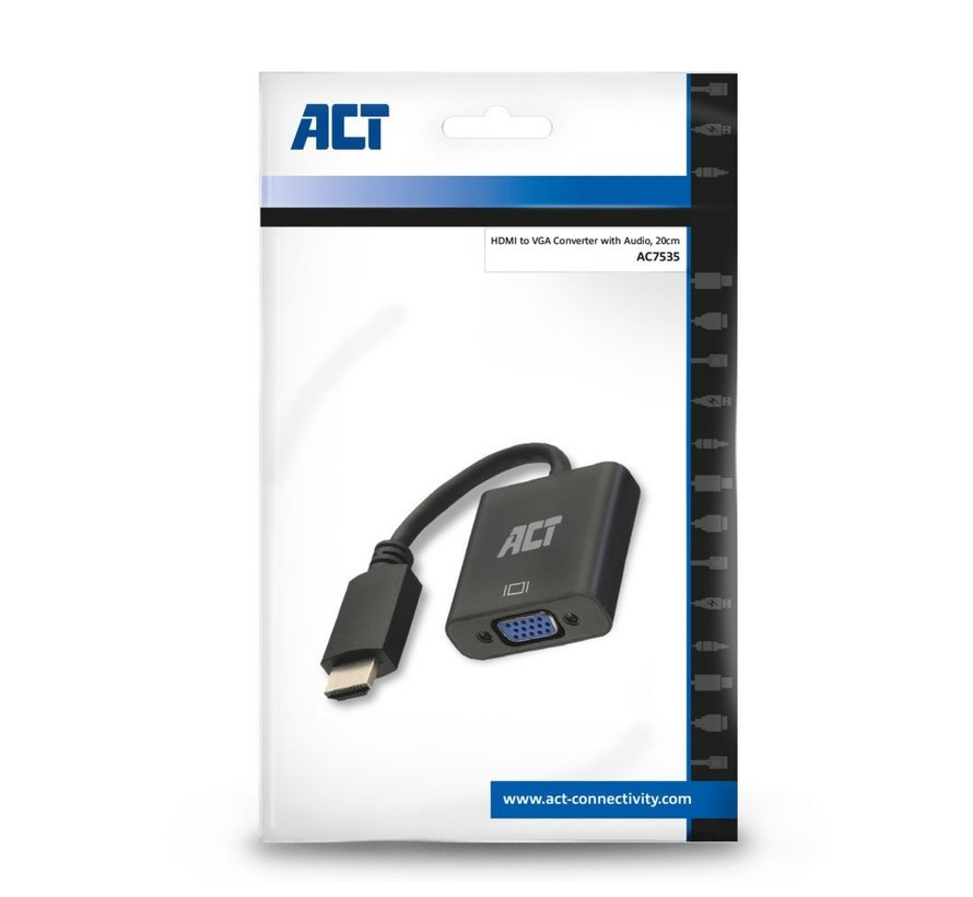 AC7535 video kabel adapter 0,23 m HDMI Type A (Standaard) VGA (D-Sub) Zwart