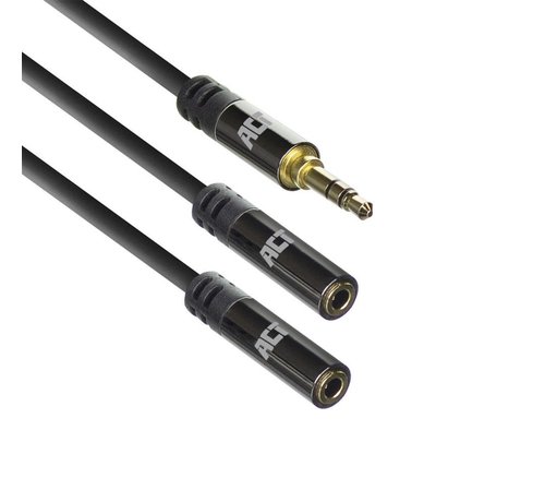 ACT AC3620 audio kabel 0,15 m 3.5mm 2 x 3.5mm Zwart