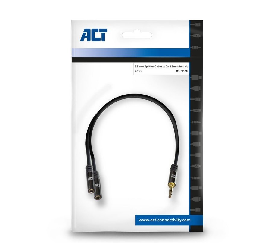 AC3620 audio kabel 0,15 m 3.5mm 2 x 3.5mm Zwart