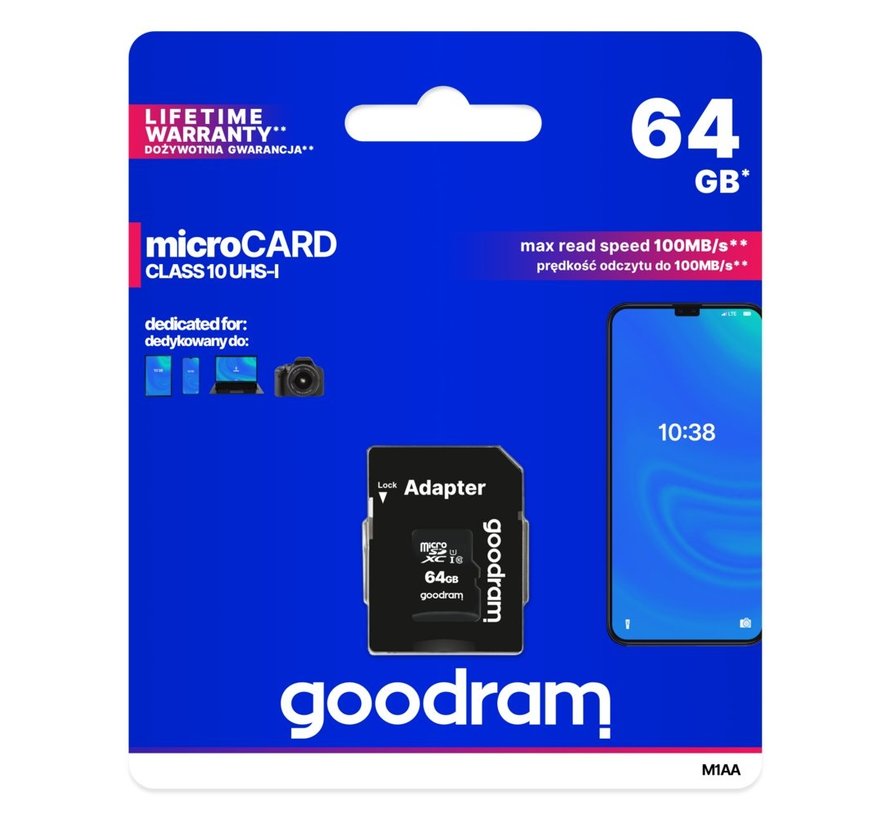 M1AA | MicroSDXC | 64GB | Class 10 | UHS-I U1