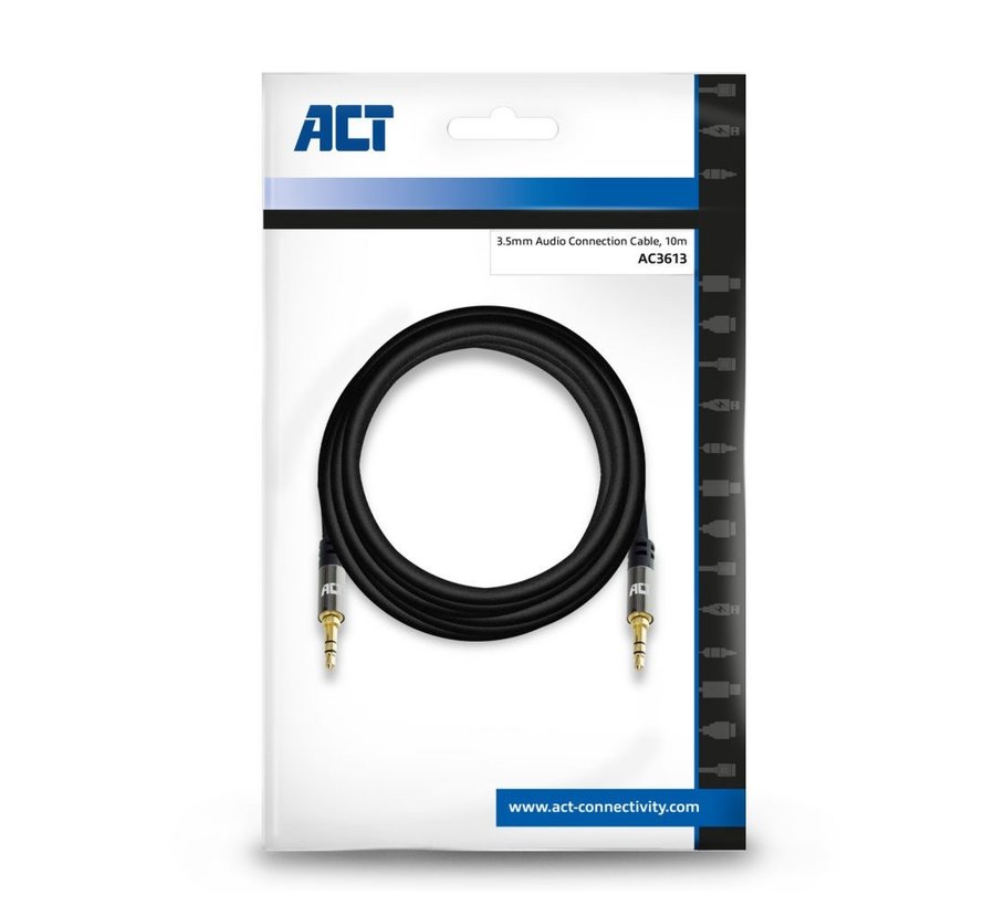 AC3613 audio kabel 10 m 3.5mm Zwart