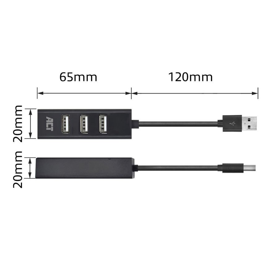 AC6205 interface hub USB 2.0 480 Mbit/s Zwart
