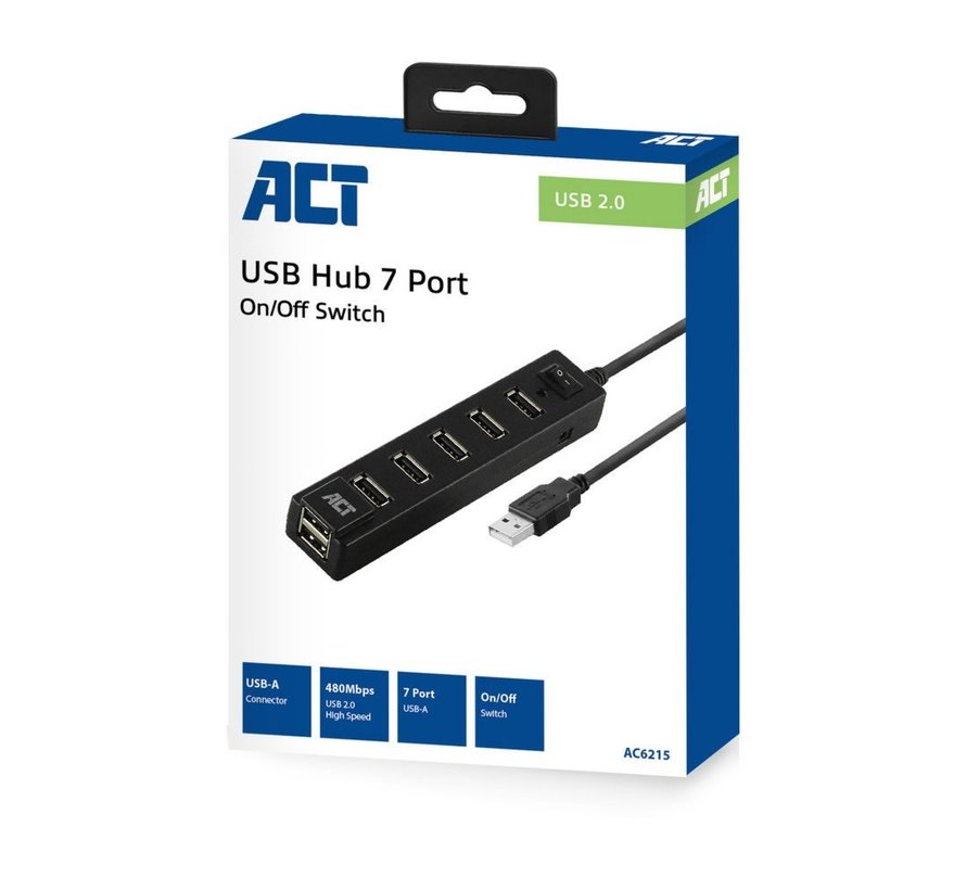 AC6215 interface hub USB 2.0 480 Mbit/s Zwart