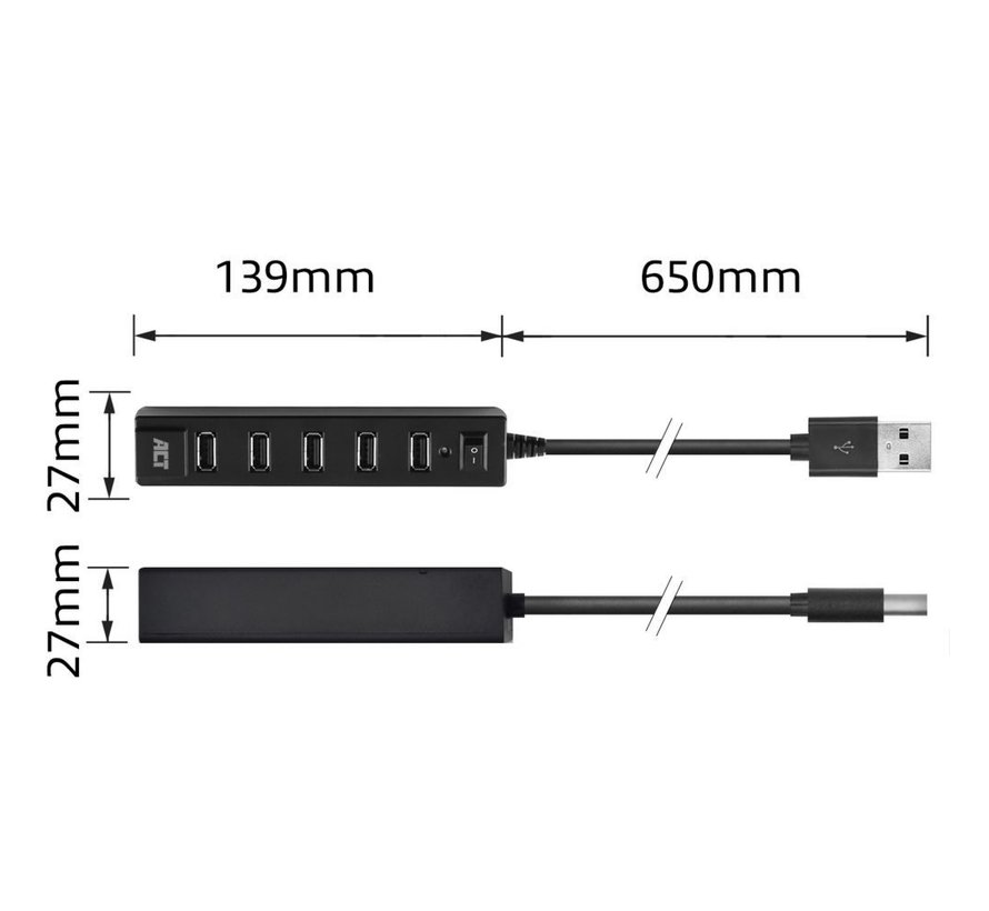 AC6215 interface hub USB 2.0 480 Mbit/s Zwart