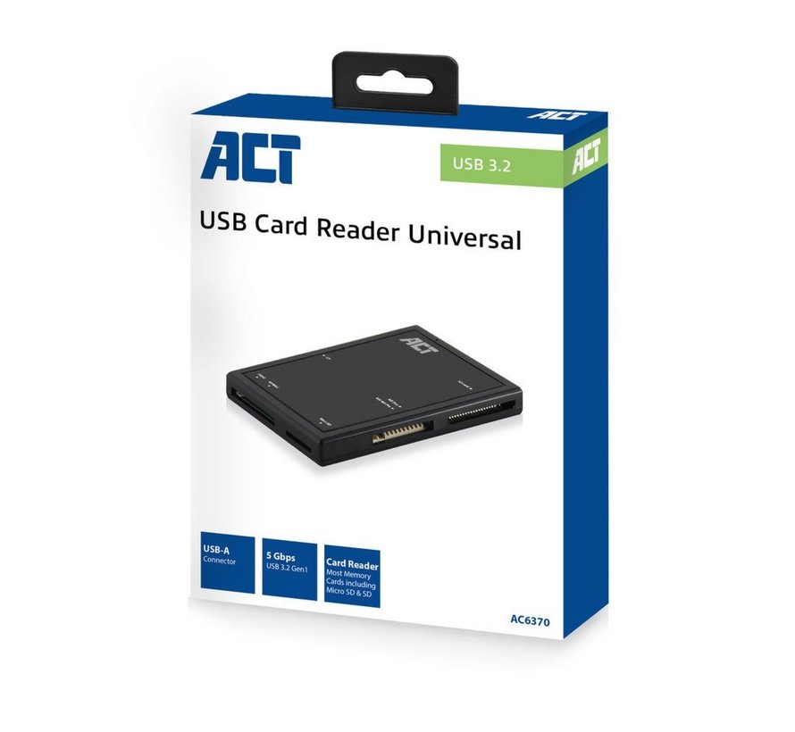 AC6370 | USB 3.2 Gen1 Geheugenkaartlezer | Type-A | Zwart