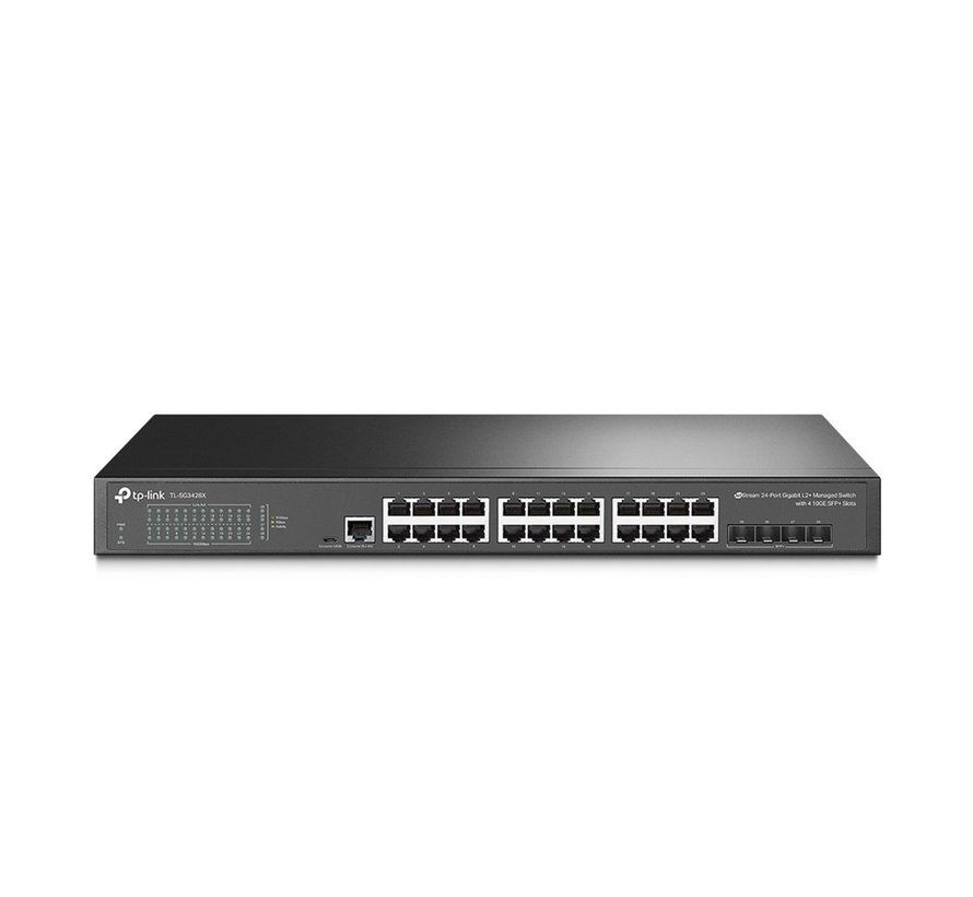 TL-SG3428X | JetStream 24-Poorts Gigabit L2+ Managed Switch | 4x 10G SFP+ | Omada SDN | Rackmount | Zwart