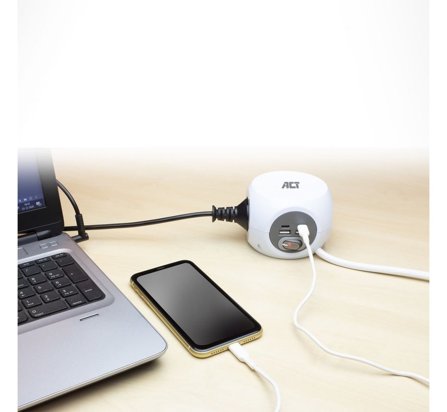 AC2415 | Stekkerdoos | 3 Stopcontacten | 1,5 m | Binnen | Wit