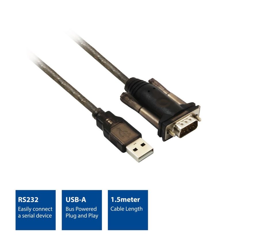 AC6000 seriële kabel Zwart 1,5 m USB Type-A DB-9