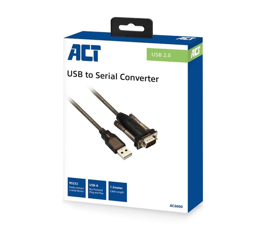 AC6000 seriële kabel Zwart 1,5 m USB Type-A DB-9