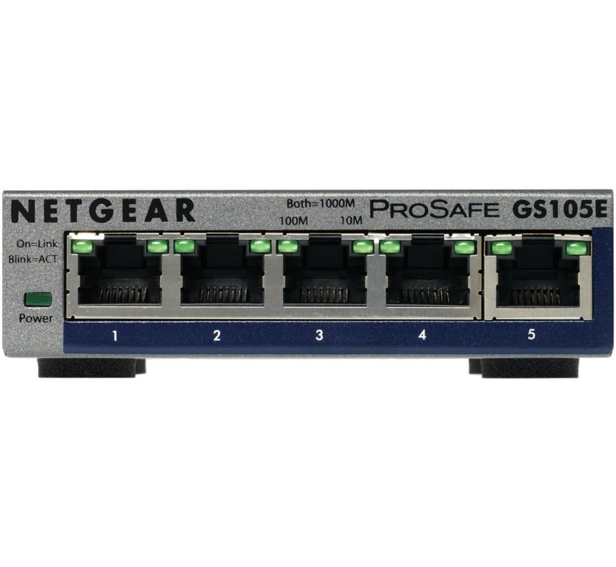 ProSAFE Managed Plus Switch - GS105E - 5 Gigabit Ethernet poorten